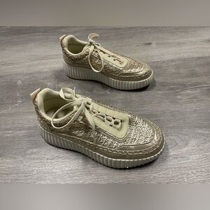 Rampage Cream and Gold Platform Sneakers